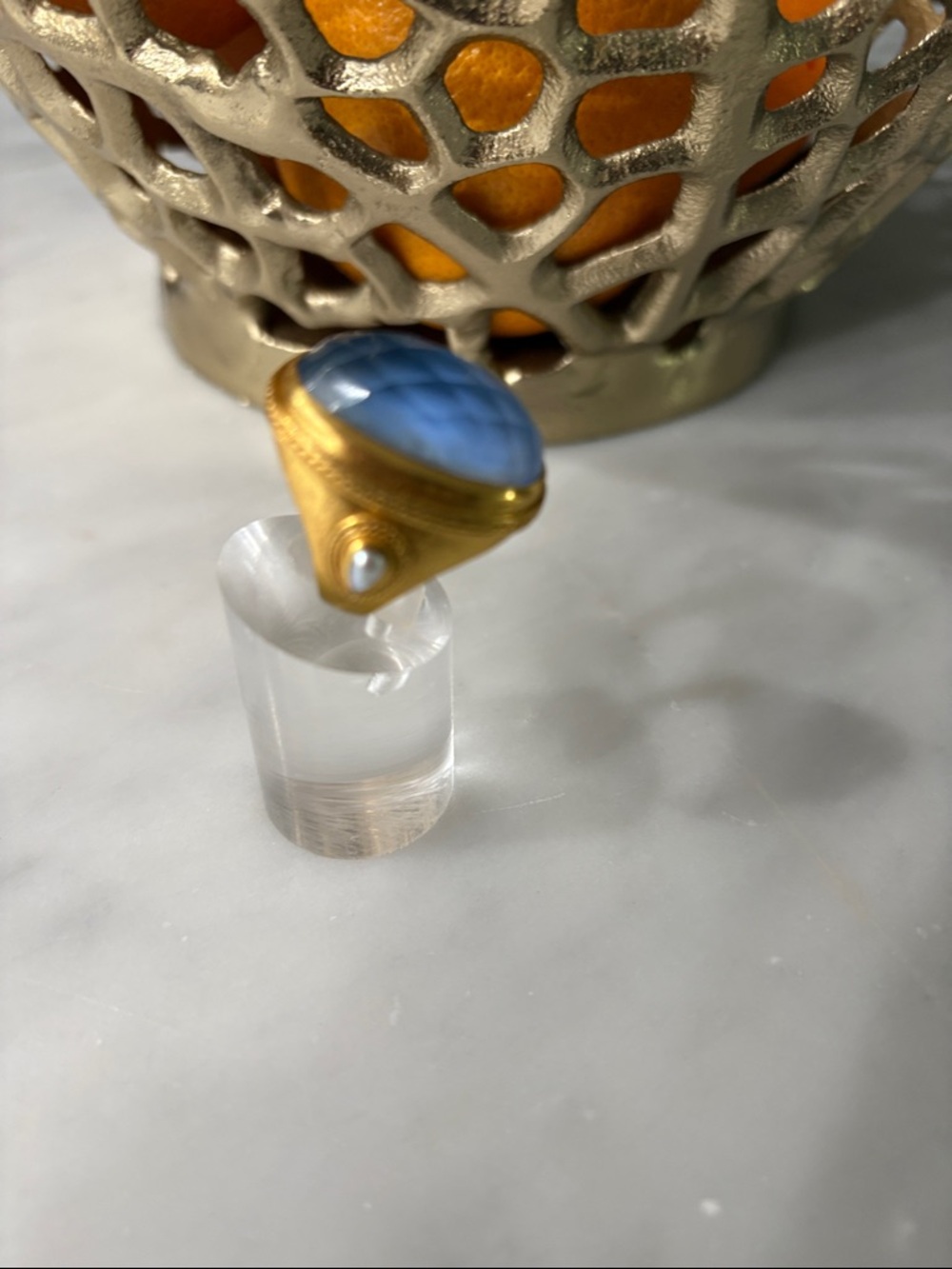 Julie Vos Cannes Ring in Chalcedony Blue Size 7-8. - Picture 3 of 5